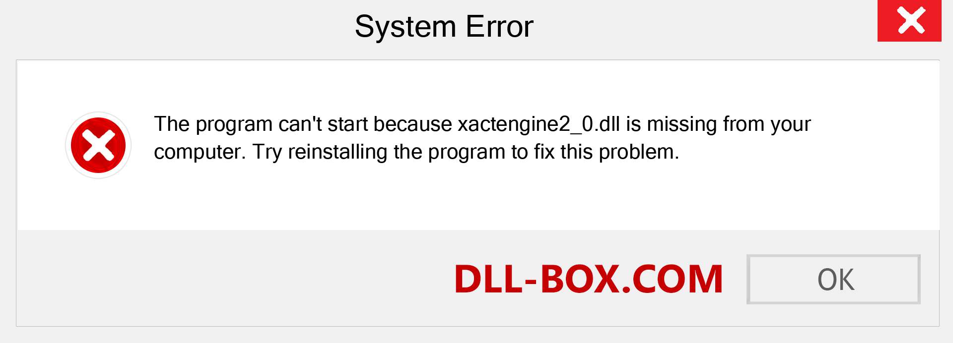  xactengine2_0.dll file is missing?. Download for Windows 7, 8, 10 - Fix  xactengine2_0 dll Missing Error on Windows, photos, images